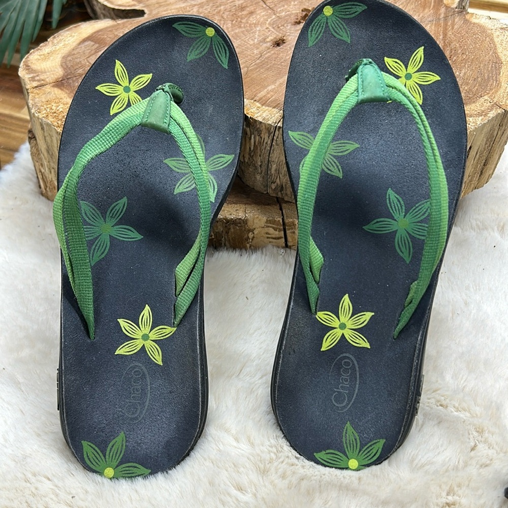 Chaco Womens‎ Sandals Eco Fip Flops Multicolor  green and black Comfort Water